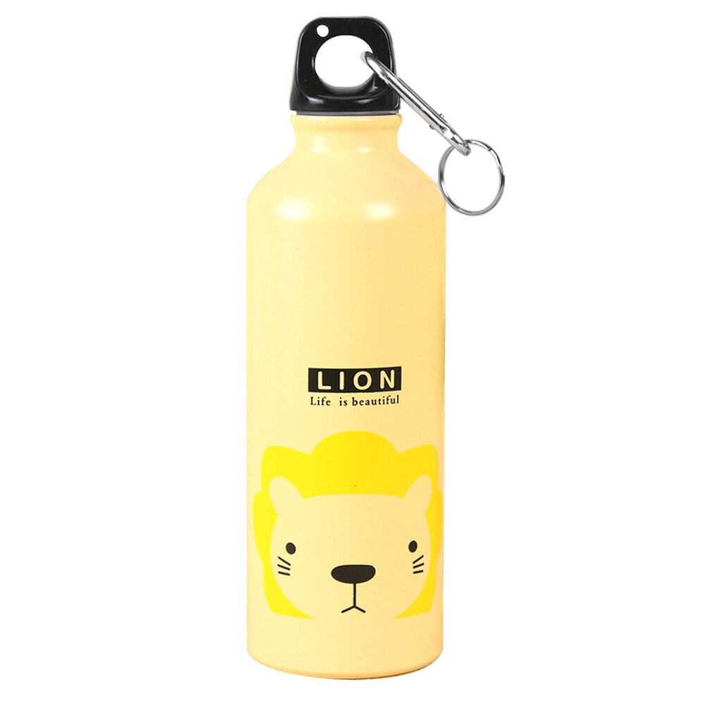 Vandflaske climping vandreture udendørs dyr tegneserieflaske til vandrejsekop bærbar praktisk aluminium 500ml: Løve