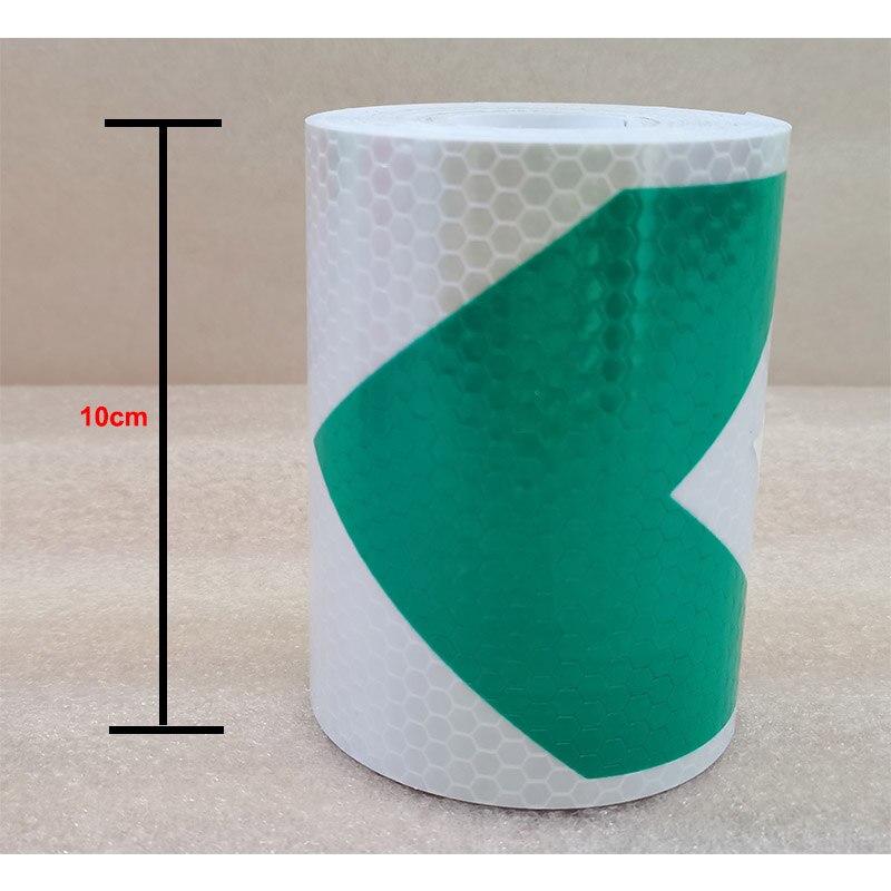 10cm*10m Reflective Sticker Safe Lowes Crystal Fluorescent Printed Checkered Red White Twill Reflective Vinyl Road Marking Tapes: Arrow-White-Green-10