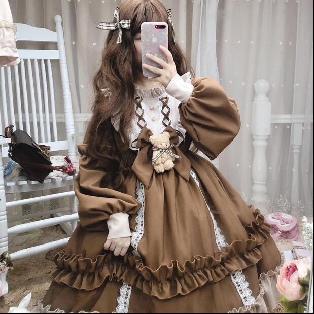 Traje de Lolita de boda de Súper Hada japonés, vestido de princesa completo, vestido, estudiante lolita, vestido Lolita, vestido, falda con volantes,