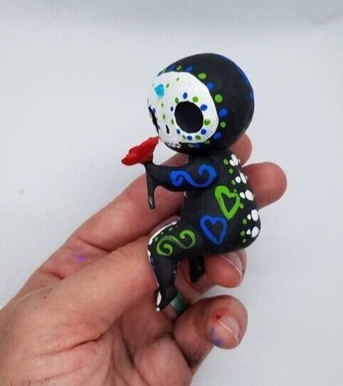 Crafts Resin Sugar Skull Couple Statue Cute Statue Skull Resin Flower Festive Atmosphere Decorations Home Room Decor