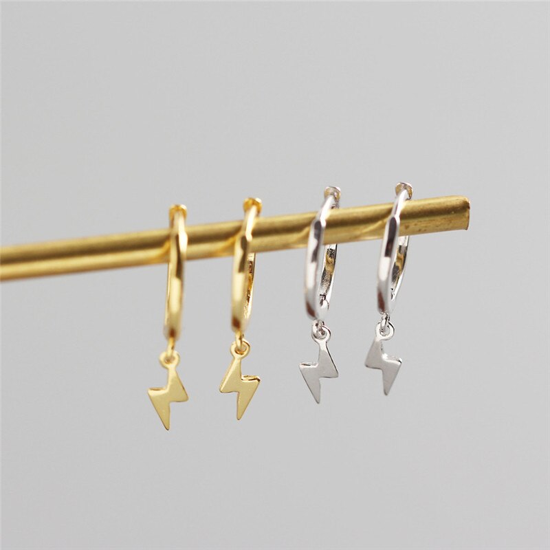 Mini pendientes colgantes de rayo para mujer, ying Vahine, 100% Plata de Ley 925