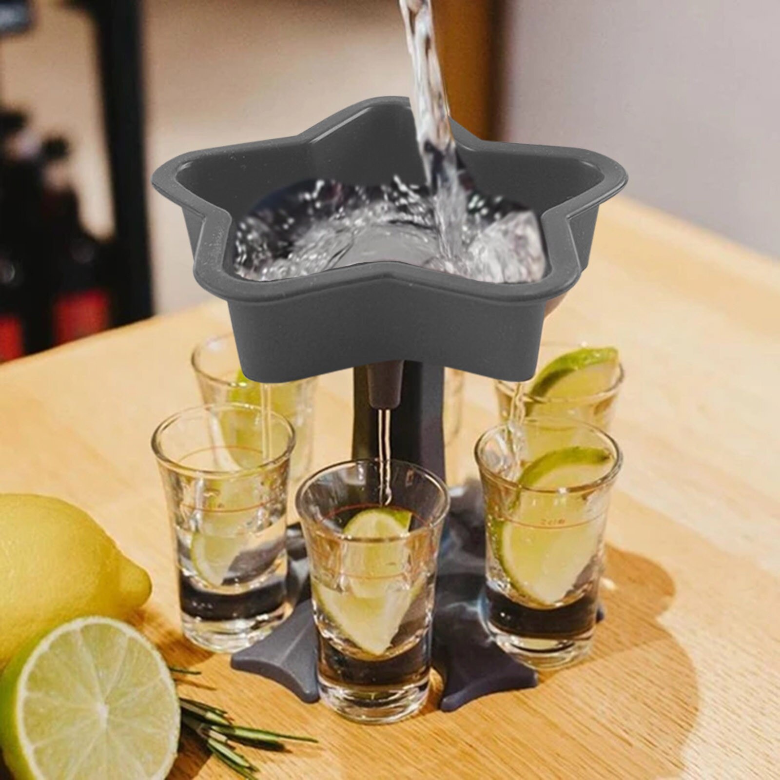 5 Shot Glass Dispenser Holder Five-pointed star Party Pour Artifact Wine Glass Rack Beer Beverage Dispenser Bar Accessory