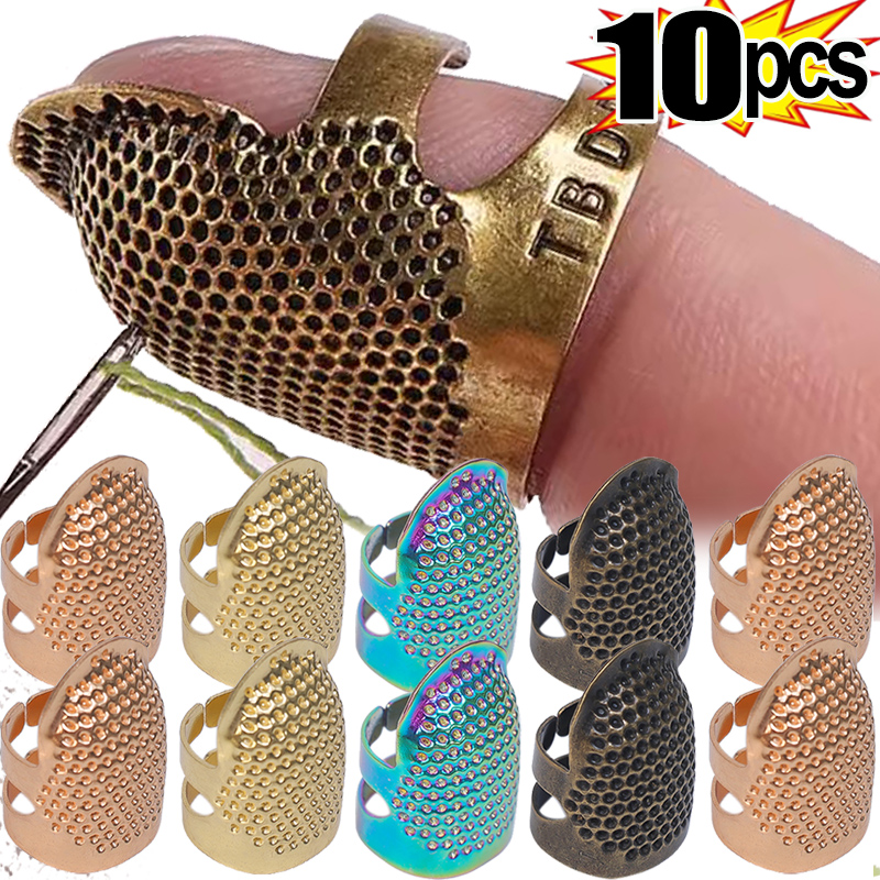 Dedal de costura ajustável retro costura dedo proteção capa agulha dedal anel artesanal diy artesanato bordado ferramentas de costura