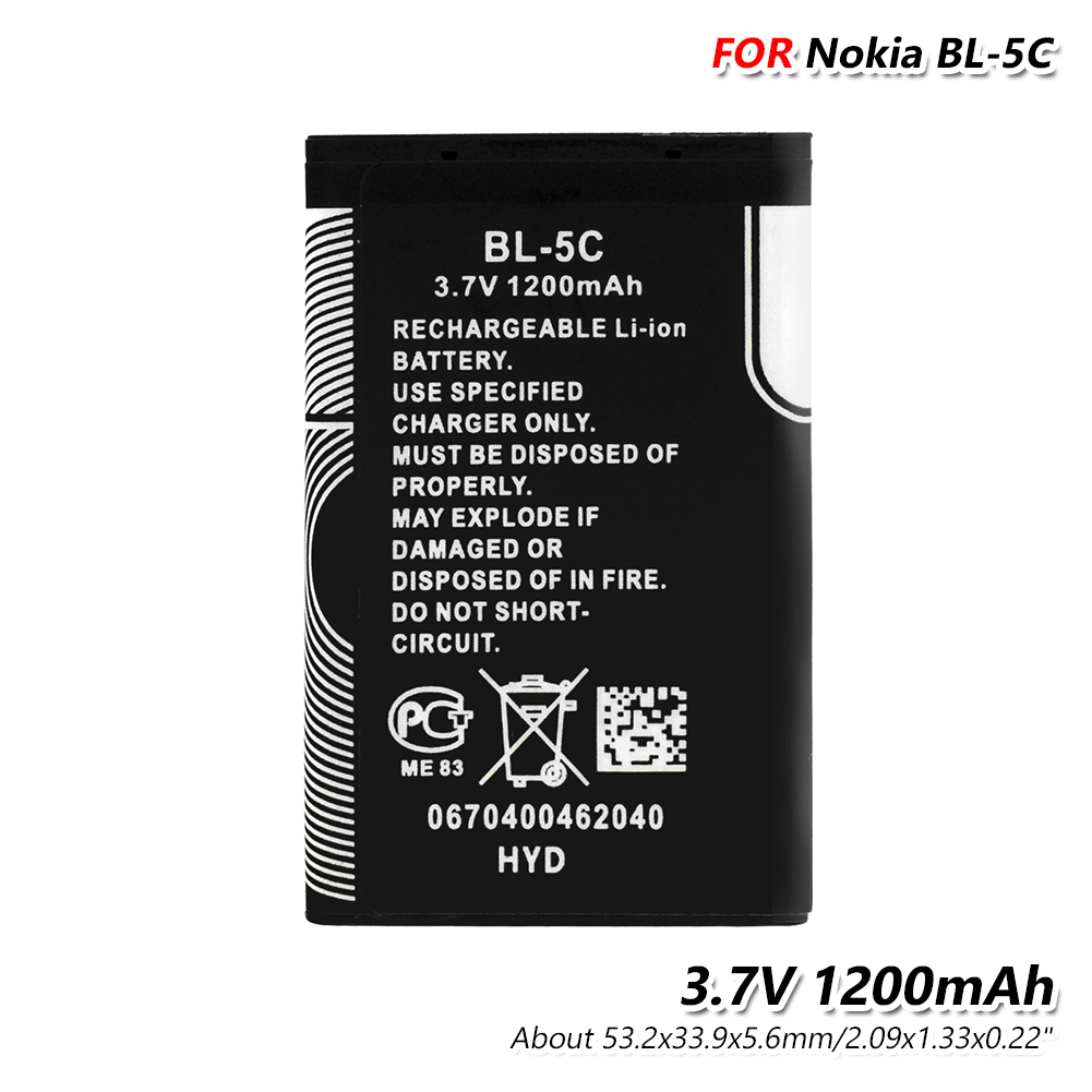 Batería de BL-5C li-po BL-5C Original 3,7 V 1020mAh para Nokia 2280 2300 2600 2610 3100 3105 3120 3125 3230 3555 3600 3610: Default Title
