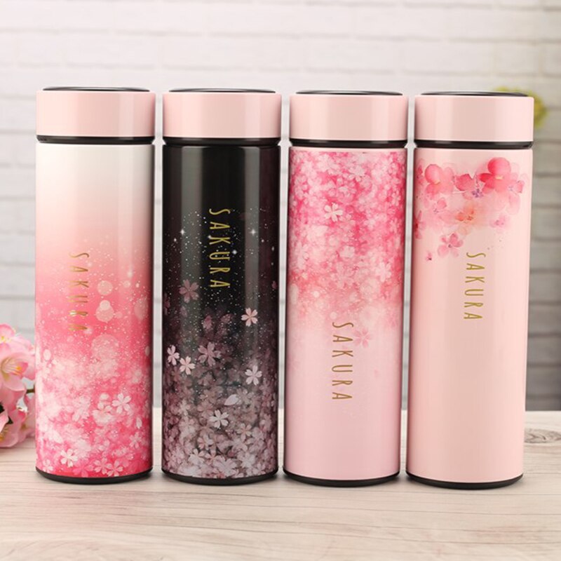 500Ml Thermosfles Koffie Mok Cherry Rechte Vacuüm Mok Draagbare Water Cup Thermos Mok Thermo Cup Thermosmug Voor