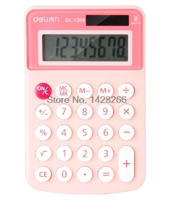 1 Piece Deli 1209 Calculator Mini Calculators Office Small Business portable calculator: Pink