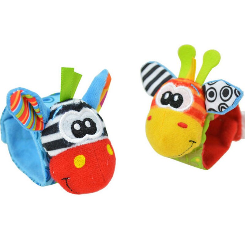 1pcs Animal Rattle Baby Wrist Ankle Band Rattle Bracelet Baby Sensory Toys Attract Baby's Attention Random Color: White