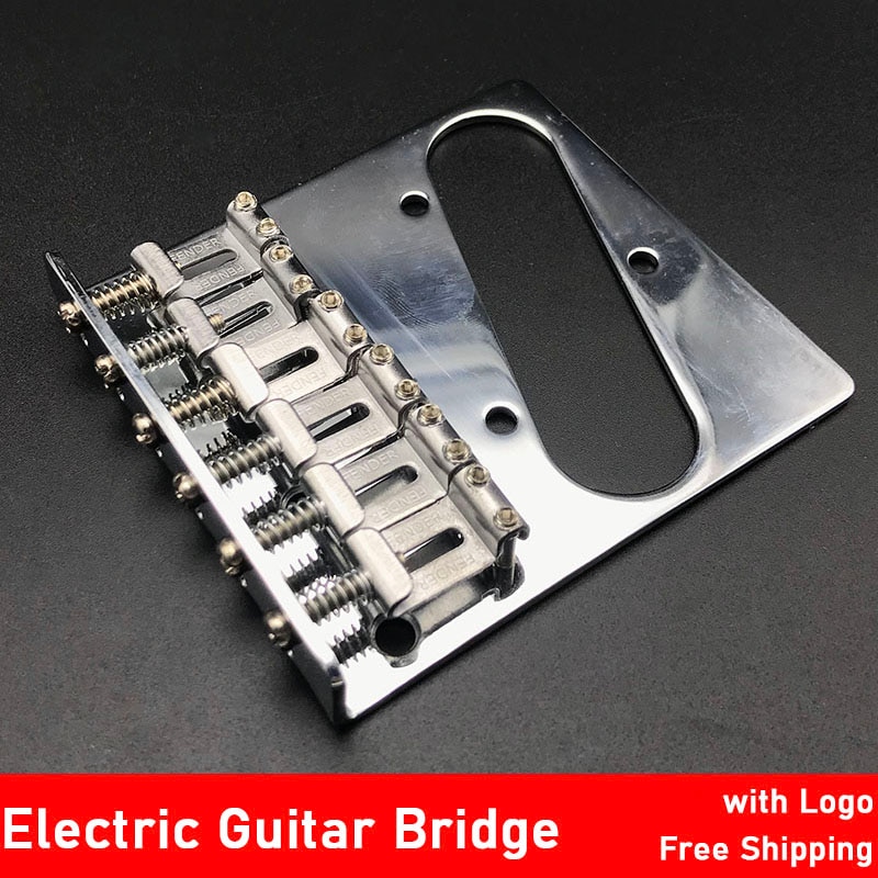 Elektrische Gitaar Bridge Assembly Tele Bridge 6 String Zadel voor TL Elektrische Gitaar Vervanging met FD Logo Chrome