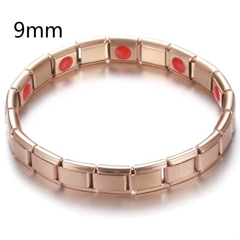 Neue Frauen Armbinde Edelstahl Elastische Einstellbar Rose Gold Farbe Germanium Magnetische Armbinde für Männer Gesundheit Schmuck: 9mm