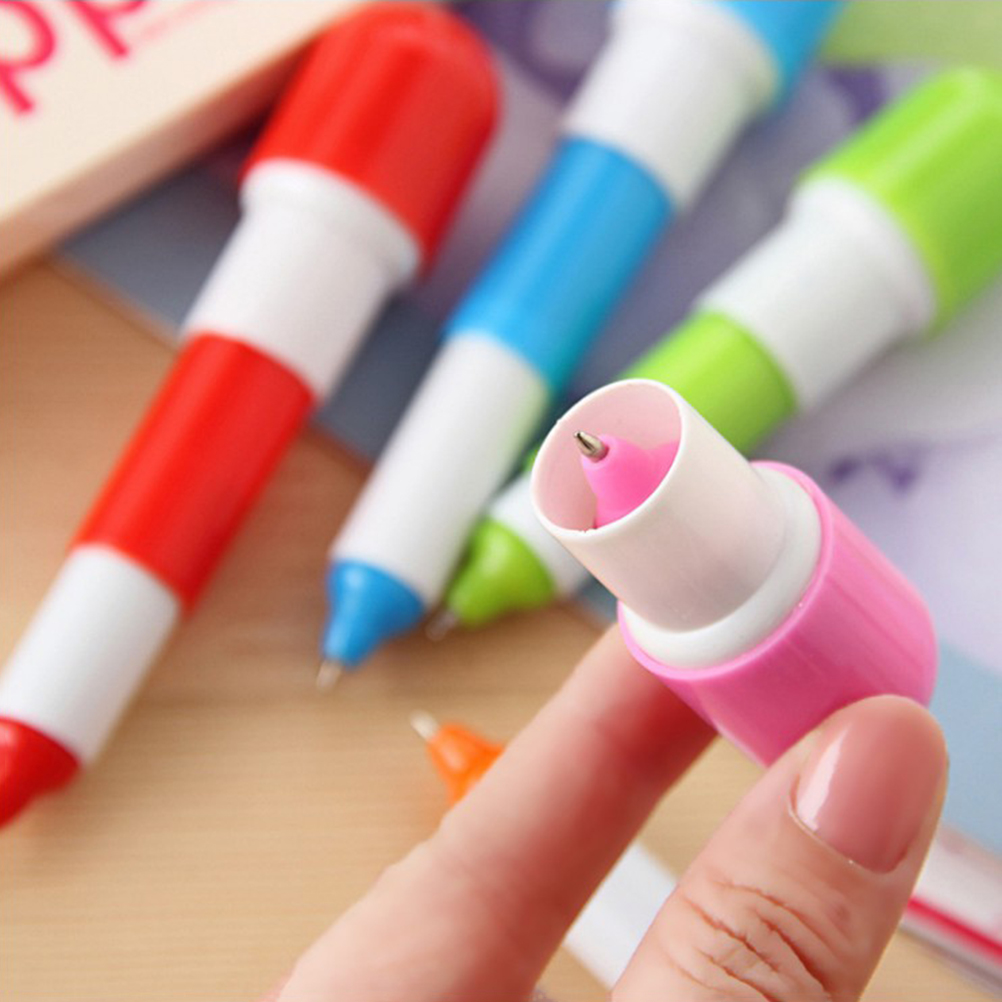 6 stks Mini Intrekbare Pil Balpen Pennen Briefpapier Schrijven Levert Balpen Voor Kinderen Studenten
