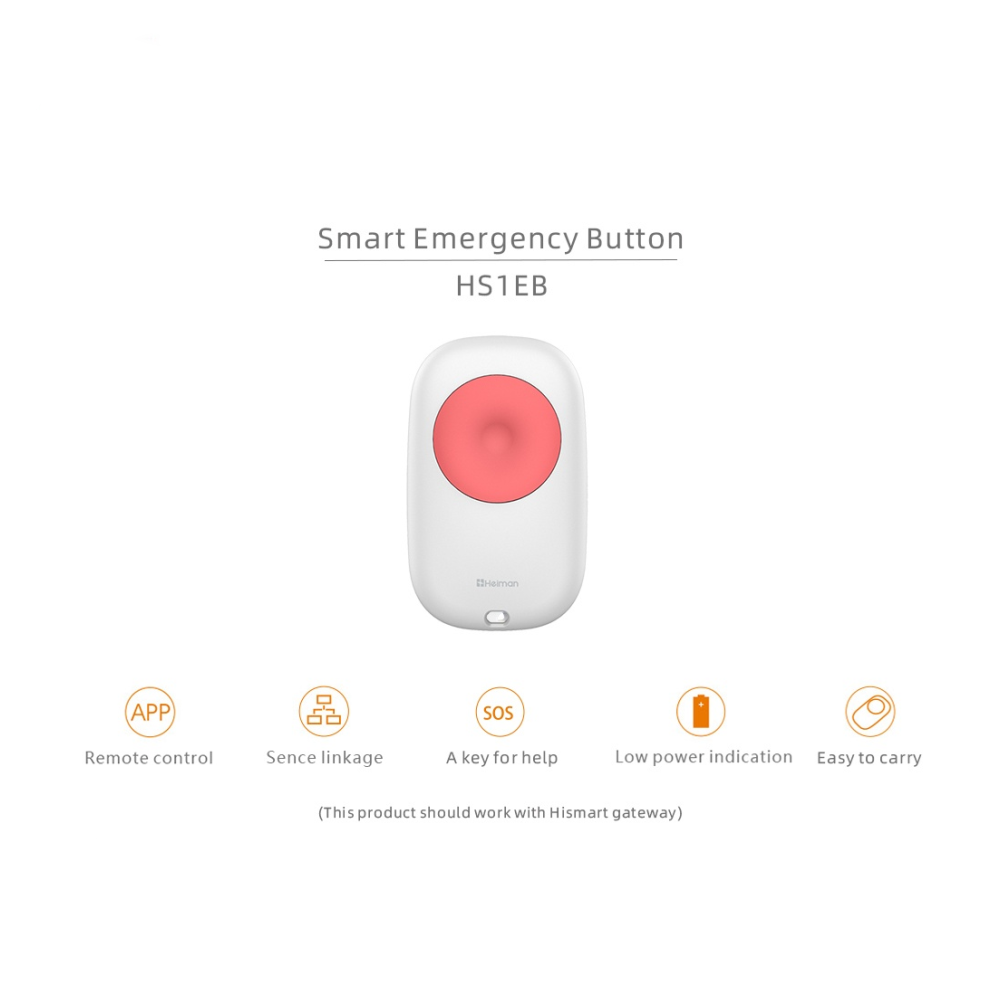 Zigbee 3.0 Wireless SOS Emergency Button Panic Alarm Pushing Alert by App Compatible With Zigbee Smart Gatweway