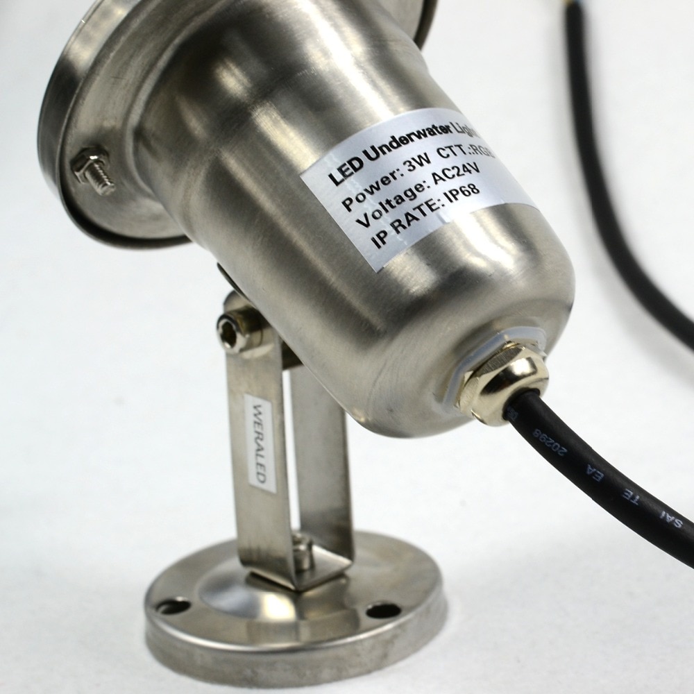 WERALED Onderwater Zwembad Verlichting Full Color DC 24V 3W Onderwater LED lamp Zilver cover Onderwater LED Verlichting