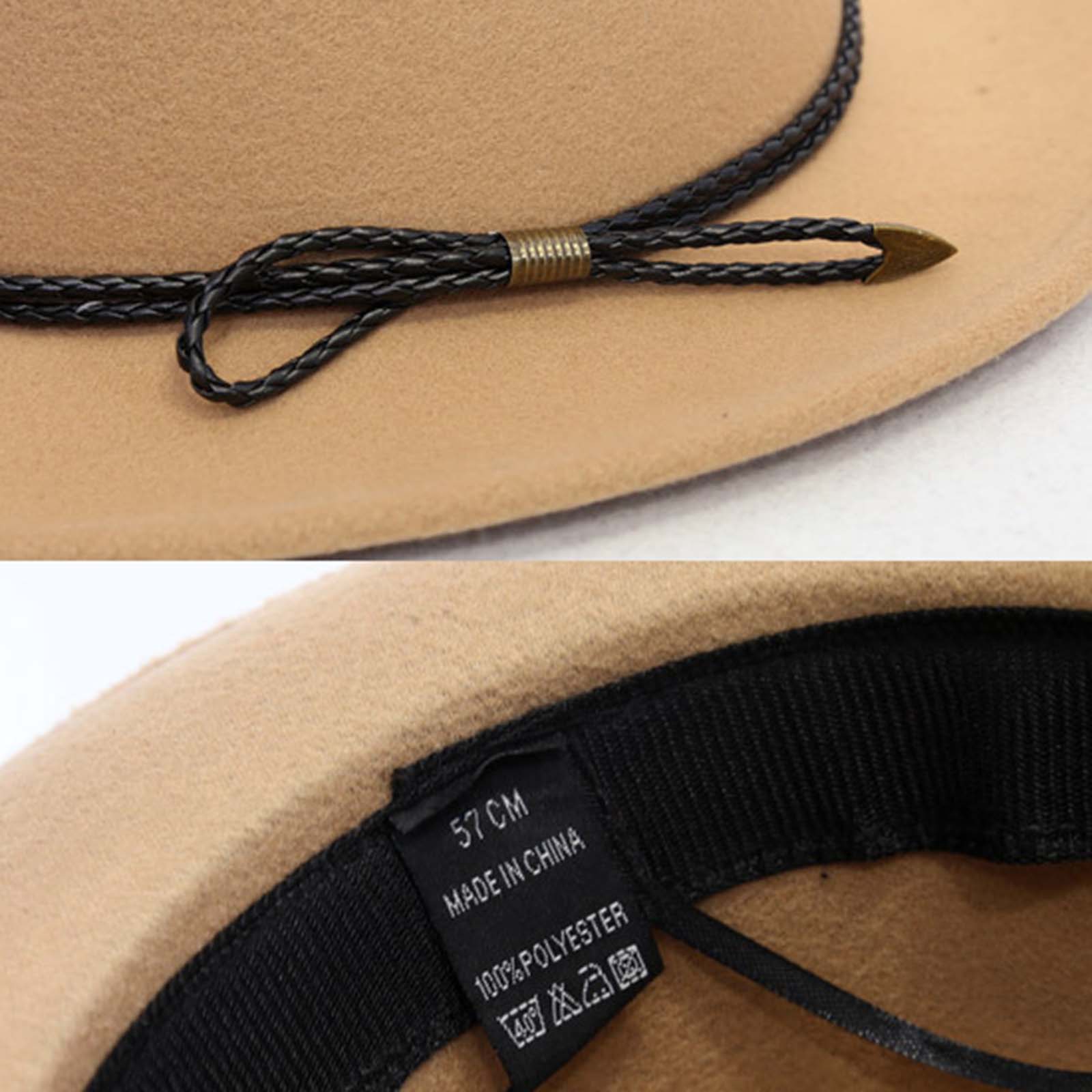 Sombrero de lana con cinturón de borde ancho para mujer, gorro estilo Retro,
