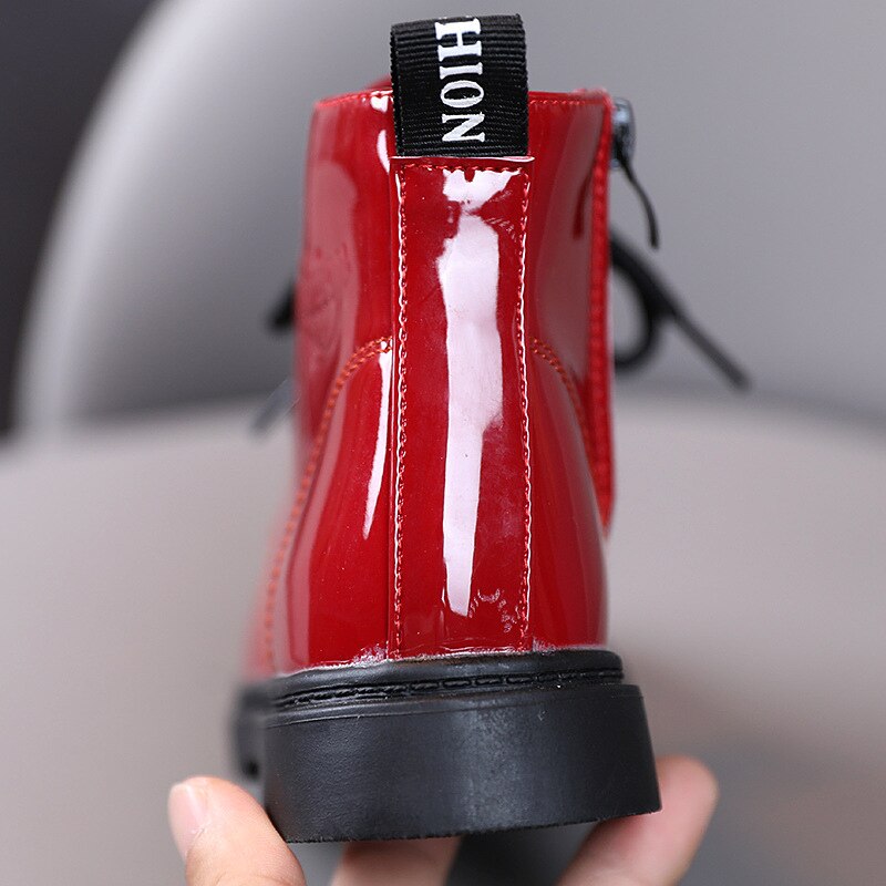 British Style Boys Martin Boots 2022 Autumn Kids PU Leather Botas Waterproof Girls Ankle Boots Baby Toddle Shoes