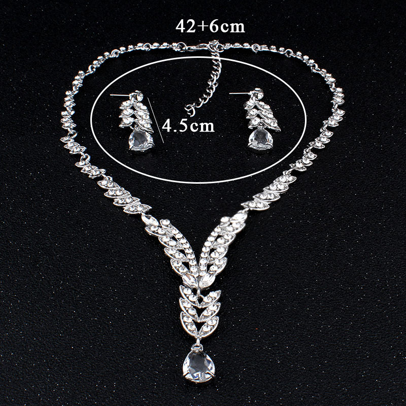 Jiayijiaduo femmes cristal autrichien argent-couleur mariage bijoux ensemble déclaration colliers boucles d'oreilles ensembles pour mariée