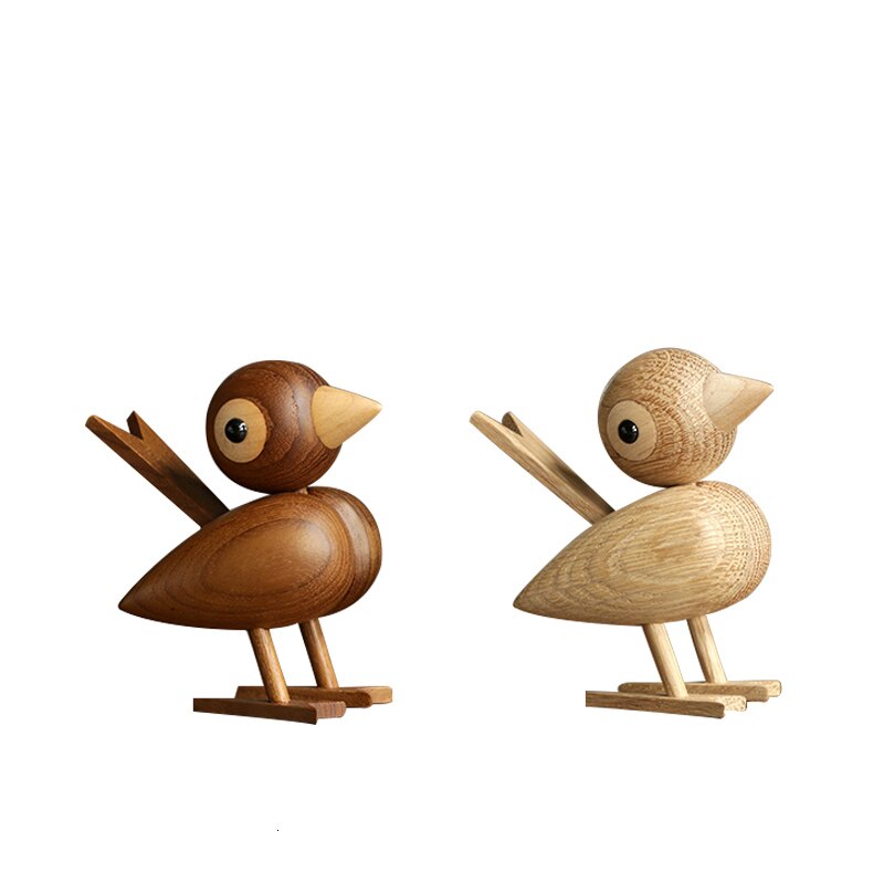 Denmark Nordic Style Wood Sparrow Bird Ornaments American Puppet Wooden Play Room Study Desktop Accessories