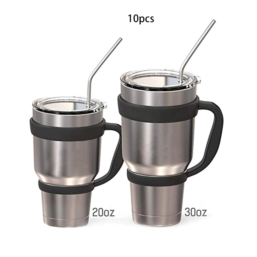 Reusable Metal Drinking Straws 4/10Pcs 304 Stainless Steel Sturdy Bent Straight Drinks Straw &amp; Bamboo straws