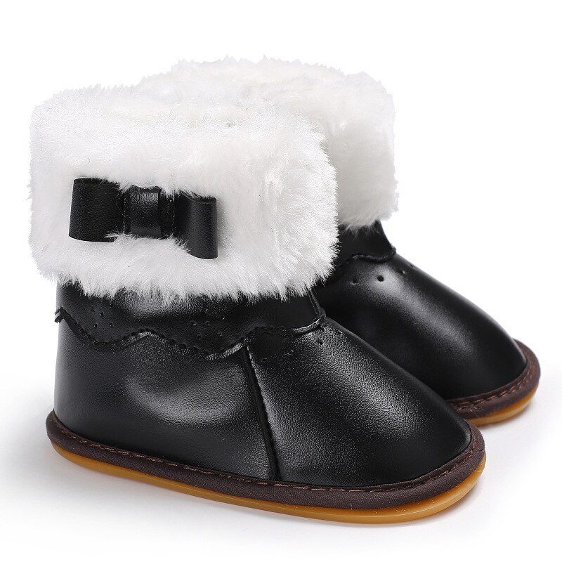 Metalen Baby Meisjes Winter Bont Schoenen Kids 'Winter Laarzen Rubberen Zool Laarzen Zacht En Warm Harde Zolen Snowboots winter Boog Schoenen
