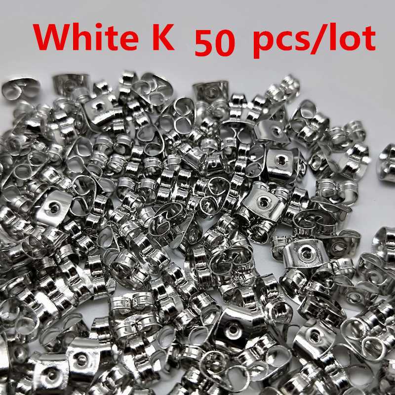50/100 pièces pas cher résultats de bijoux en métal accessoires perles bouchons d'oreille écrous de poteau clair souple Silicone caoutchouc boucle d'oreille dos bouchon: 4