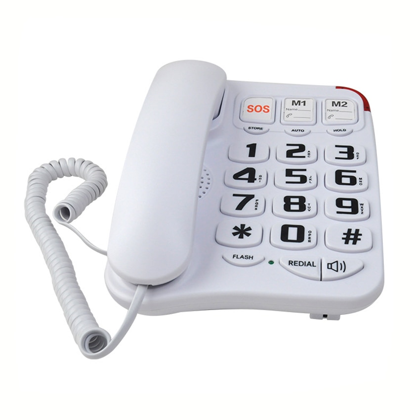Amplified Dual Line Corded Desk Telephone with Large Easy to Read Buttons and Extra Loud Ringer, Phone Number Storage, SOS