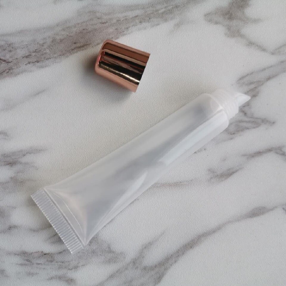 Tube transparent à pression pour le maquillage, or Rose, 15ml, contenant vide pour Gloss à lèvres, baume à lèvres, doux, à faire soi-même, 20 pièces/lot