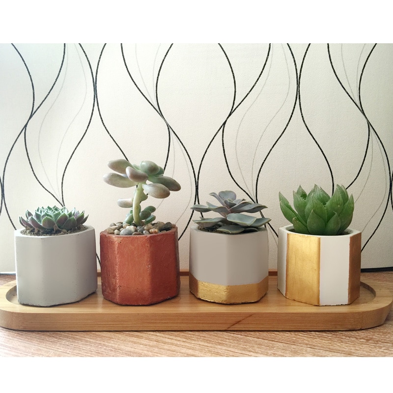 Maceta de hormigón poligonal redondo geométrico de 3 agujeros, molde para maceta, moldes de cemento de Cactus, decoración de velas DIY de aromaterapia