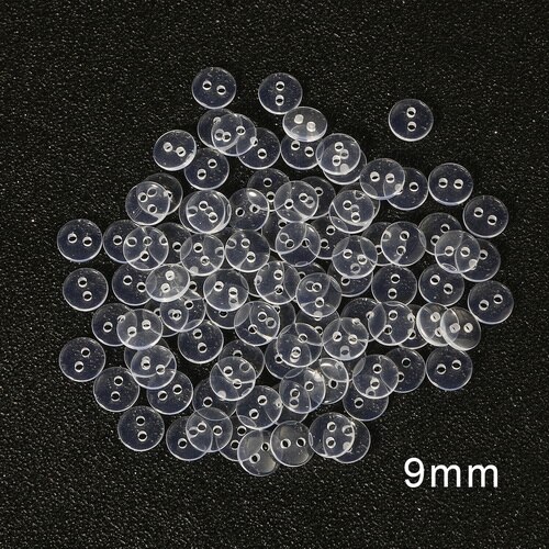 9-25mm plastic Resin Sewing Buttons Scrapbooking Round Lucency Two Holes Botones Bottoni Botoes Transparent Clear accessories: 9mm 100pcs
