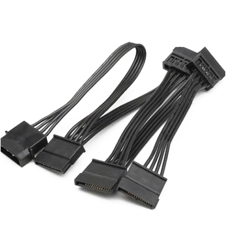 4Pin IDE 1 to 5 SATA 15Pin Hard Drive Power Supply Splitter Cable for DIY PC Sever 18AWG 4-Pin to 15-Pin Power