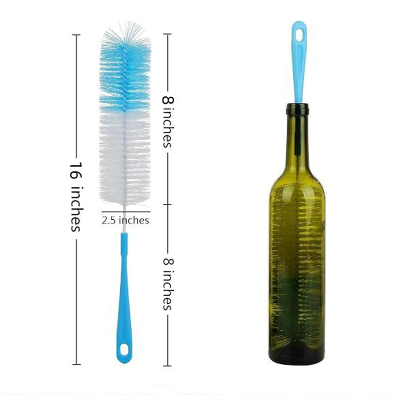 Nettoyeur de brosse en éponge pour bouteille de 16 pouces de Long, 2 pièces, pour bière, puits de Sport, Thermos, verre et bouteilles de Sport à col Long et étroit, flacons sous vide: Black