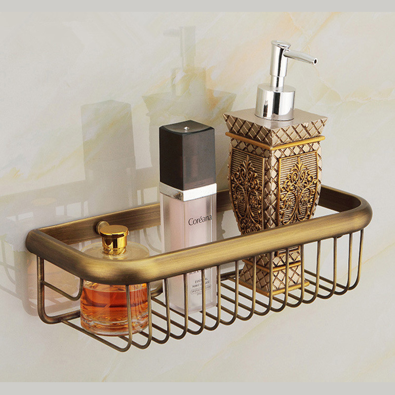 Bathroom Gold Shelf Wall Mount Vintage Shelves Squ... – Grandado