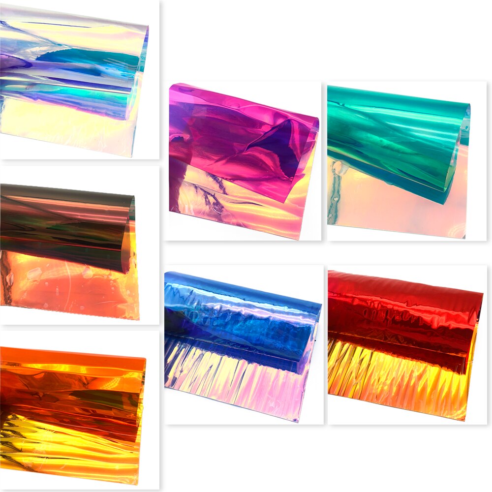David accessories 30 x 100cm miroir magique en pvc transparent multicolore changeant de couleur pvc pvc transparent vinyle holographique ,1 yc 4441