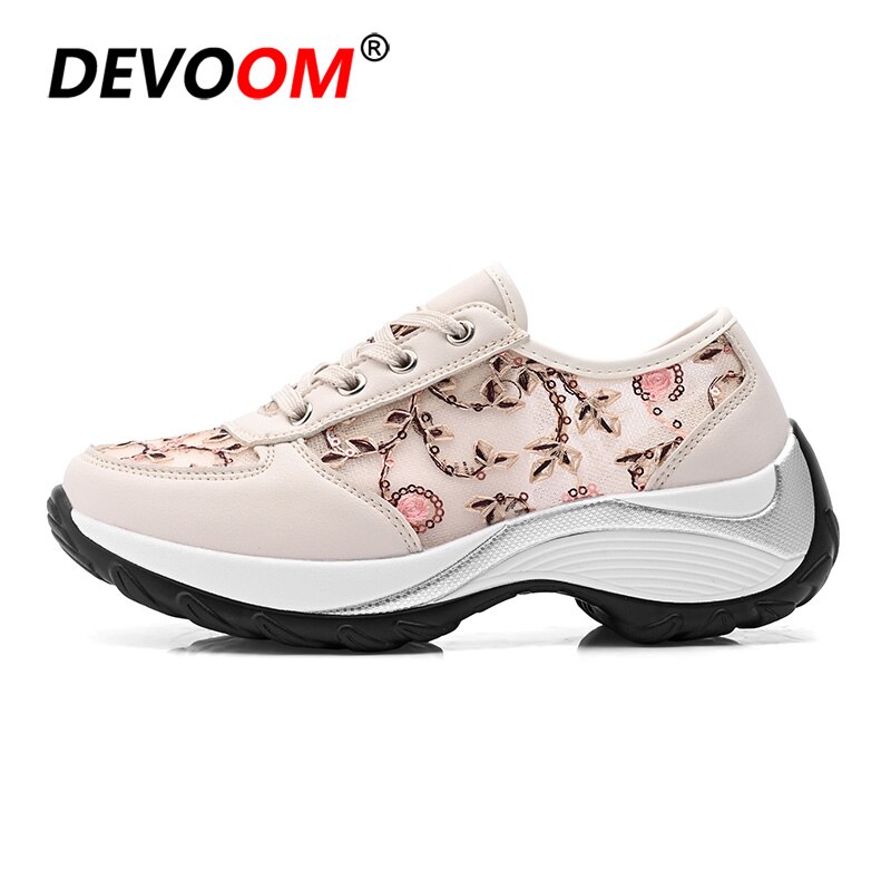 Summer Women Slimming Fitness Shoes Swing Sport Shoes Women Platform Toning Shoes Woman Breathable Mesh Sneakers Women 40: Apricot / 7