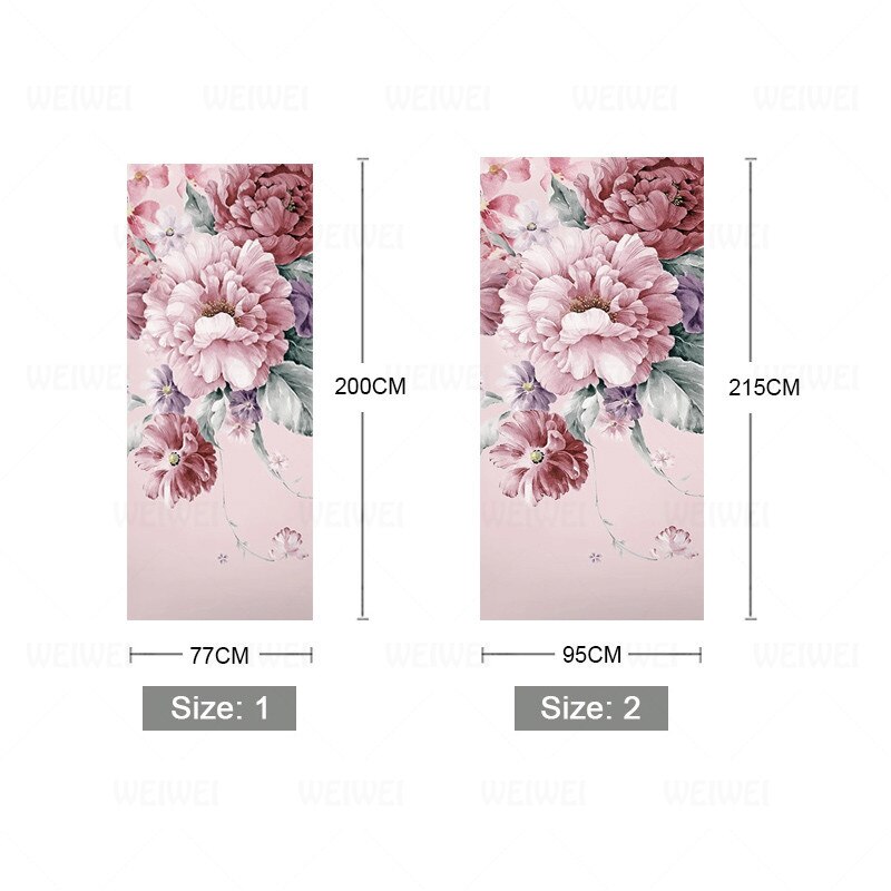 Pastorale Bloemen Bloemen Deur Sticker Muurschildering Creatieve Diy Zelfklevende Muurstickers Behang Woonkamer Slaapkamer Deur Decoratie
