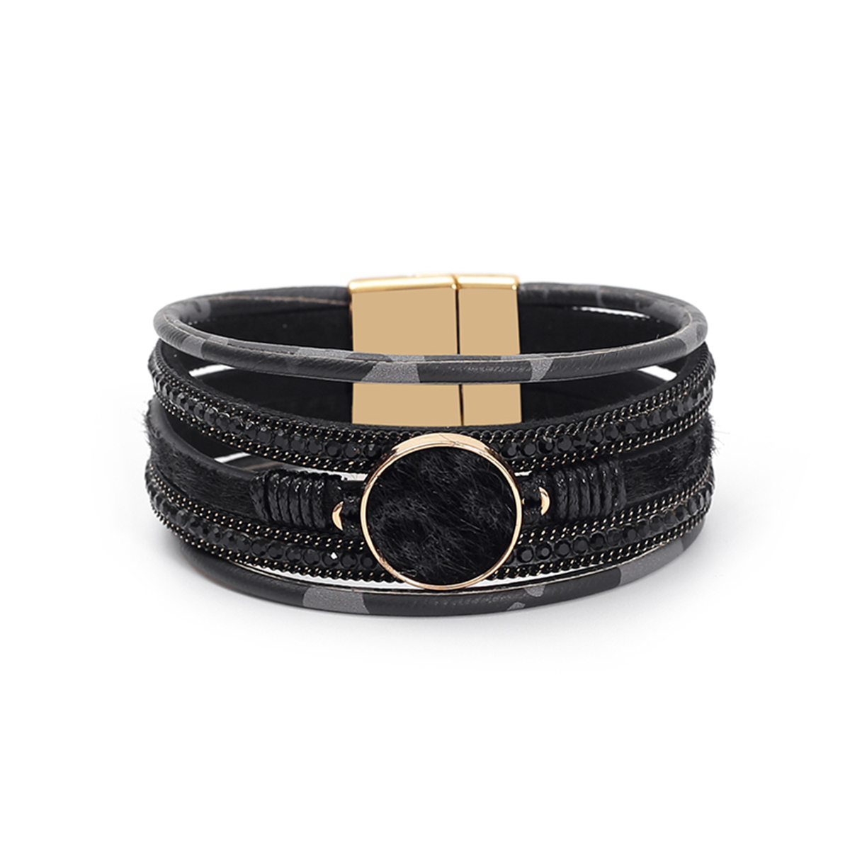 WYBU-Bracelets léopard à quatre Styles pour femmes, filles adolescentes, multicouche, large, Animal, imprimé guépard, Bracelet en cuir, bijoux: Jaune brunâtre