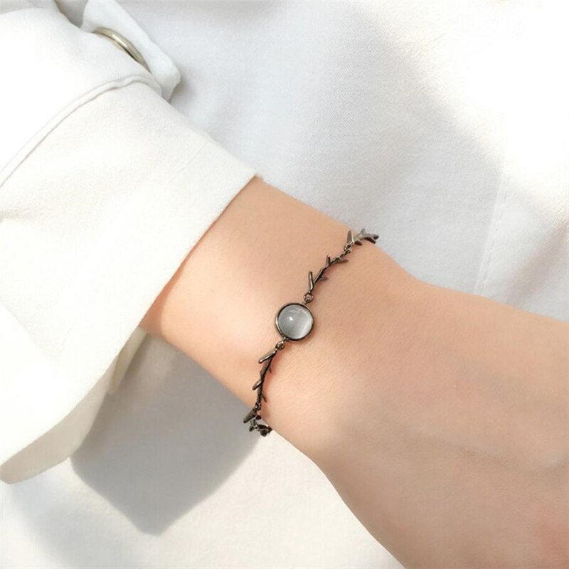 Suola di Memoria Rami Neri Grigio di Cristallo di Arte Fresca 925 sterlina d'argento Femminile Ridimensionabile Braccialetti SBR260