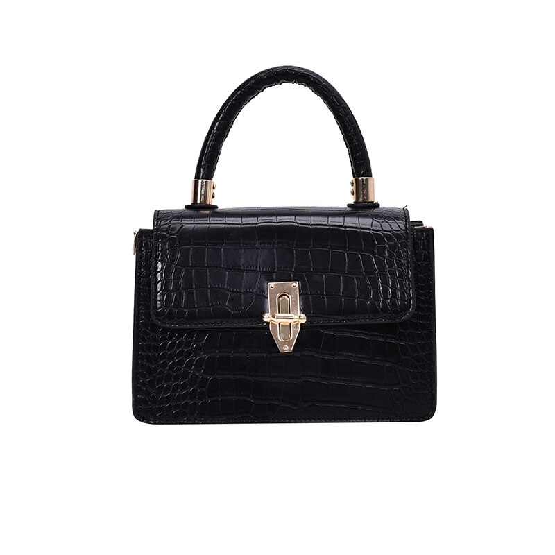 Crossbodytassen met krokodillenmotief voor dames, kleine handtas met ketting, kleine tas van pu-leer, avondtassen voor dames: Zwart