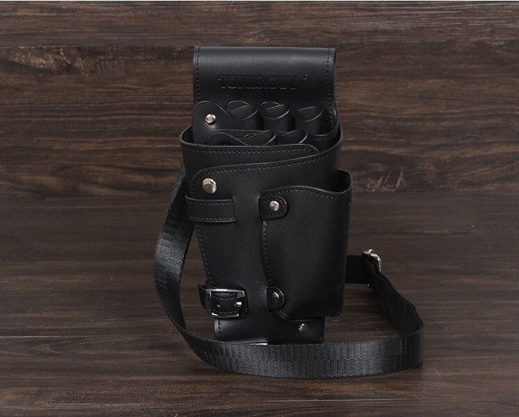 Sac en cuir PU pour coiffeur et barbier, étui à Clips pour ciseaux de coiffure, étui avec ceinture d'épaule à la taille: Clair