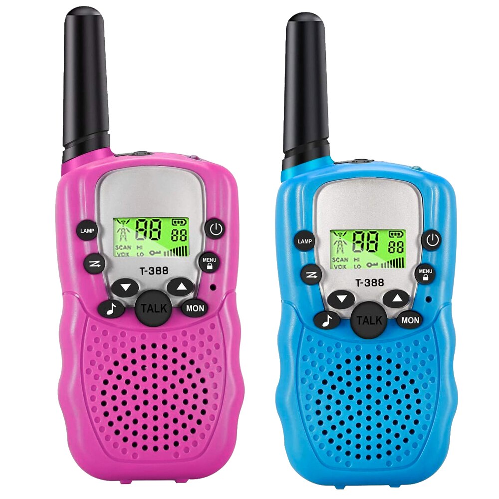 2/3 Pack Kids Walkie Talkies 3km Range 22 Channels 2 Way hand-free interphone Mini Two-Way Radio Station Family Camping: Pink blue