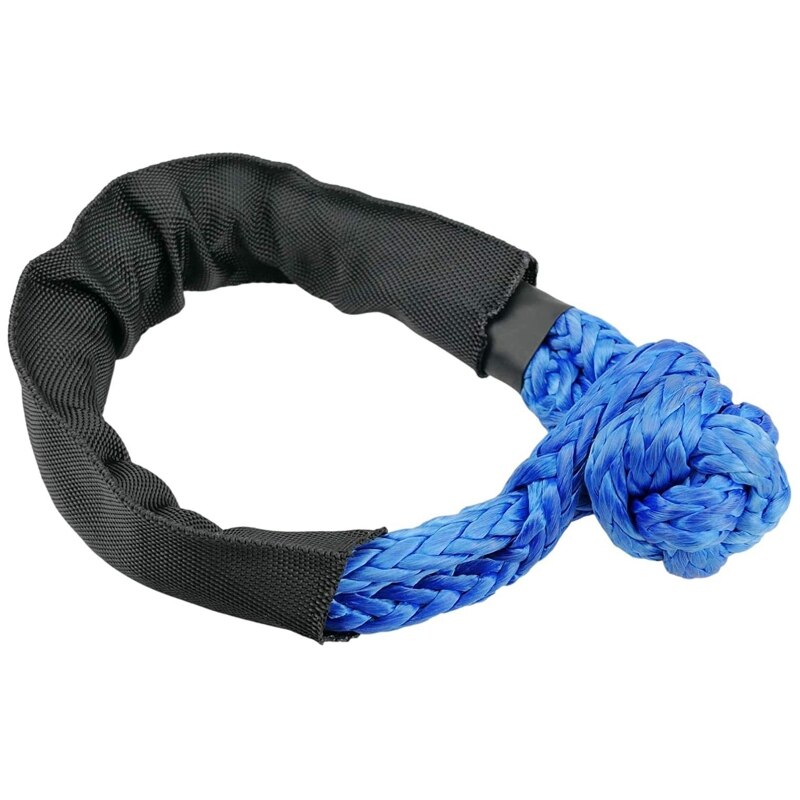 Cuerda de remolque todoterreno sintética, grillete suave de 1/2 pulgadas x 22 pulgadas, 38000 libras, para coche ATV, UTV, SUV, correa de remolque de recuperación, herramienta rota: Blue