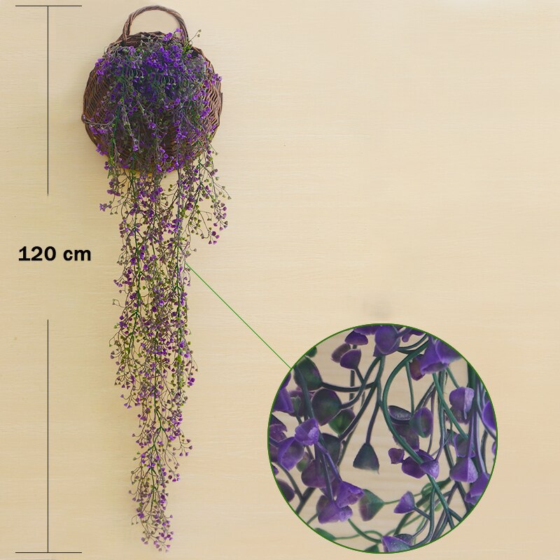 2PCS Artificial Hanging Plants Gypsophila 120CM PP Plant Greenery Green Leafs wall decor bathroom accessories: SMTJZL007