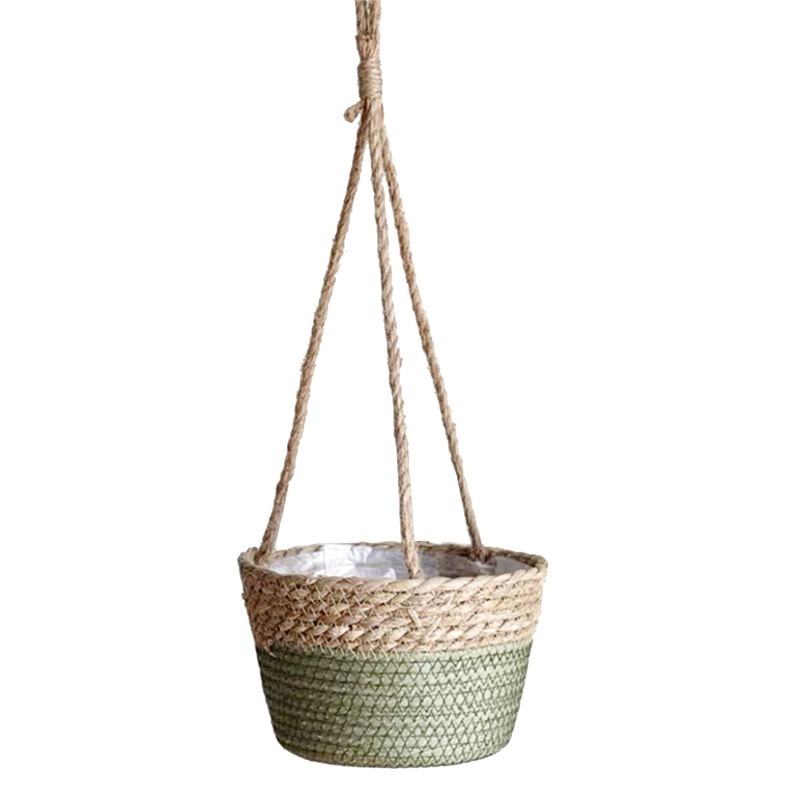 Macetero colgante de macramé para jardín, cesta de almacenamiento de plantas, cuerda de yute tejida para interior y exterior, soporte para maceta de flores, colgadores de plantas, decoración del hogar: Caqui oscuro