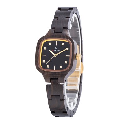 Luxe Houten Horloge Voor Vrouwen 100% Natuurlijke Rode Sandelhout Horloge Met Mode Vierkante Wijzerplaat Hout Horloge Analoog Quartz Horloges: Black sandal wood