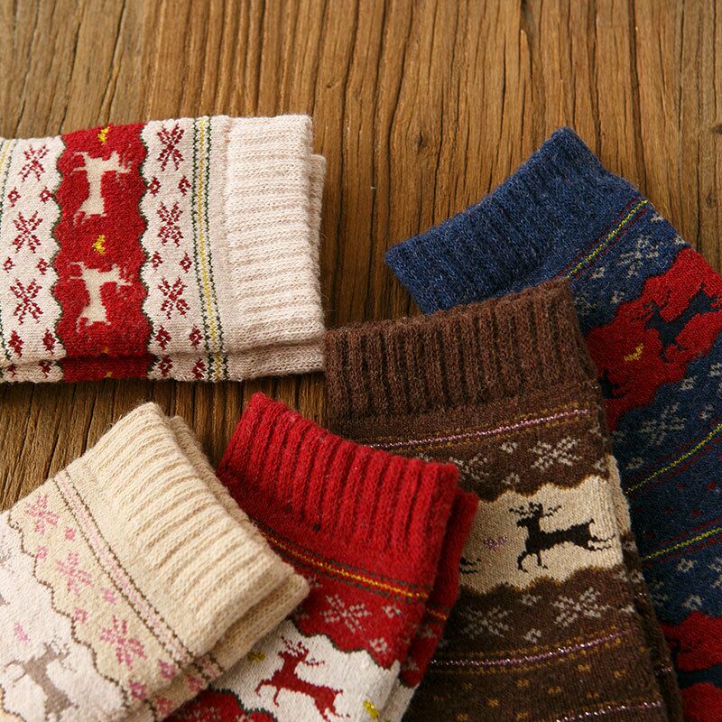 Vinter jul jul elg sokker tegneserie sokker. sjove sokker vinter damer varme sokker harajuku kawaii
