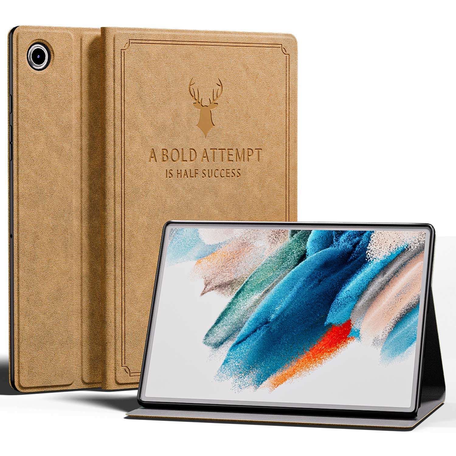 Case For Samsung Galaxy Tab A8 Tablet Cover for Samsung Tab A8 10.5 SM-X200/SM-X205 Flip Folio Stand Protection Case: Camel