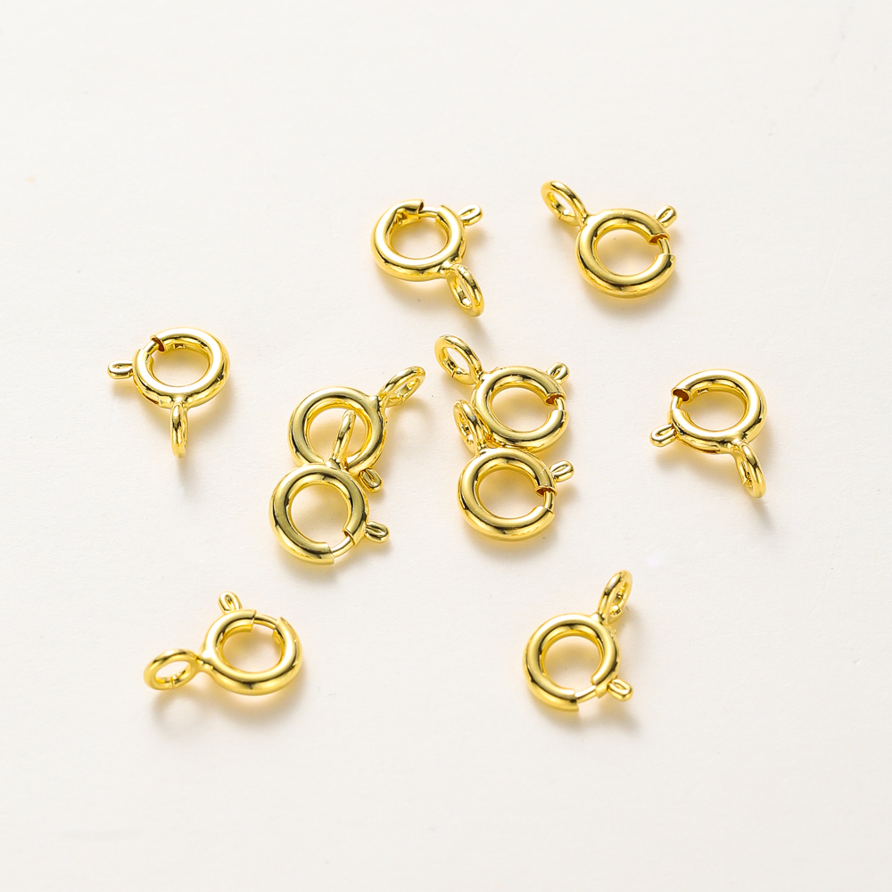 10 Uds./14K 18K cierre de resorte redondo de oro con anillo de salto cierre de conexión abierta para joyería DIY collar cadena accesorios de fabricación: L / Violeta