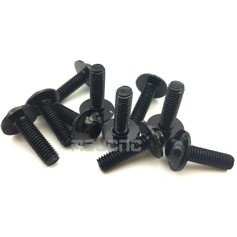 10pcs Motorcycle Bolts Screw M6 x 20mm Aluminum adornment Bolts Universal Motorcycle Metal Faraing Hexagon Bolts Screws: Black