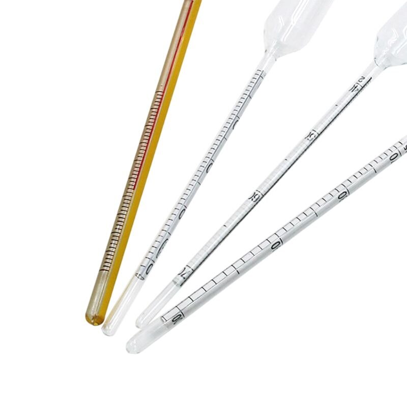 Medidor de Alcohol de 3 piezas, probador de hidrómetro de 0 a 100% con termómetro, Kit de estuche para instrumentos de vino