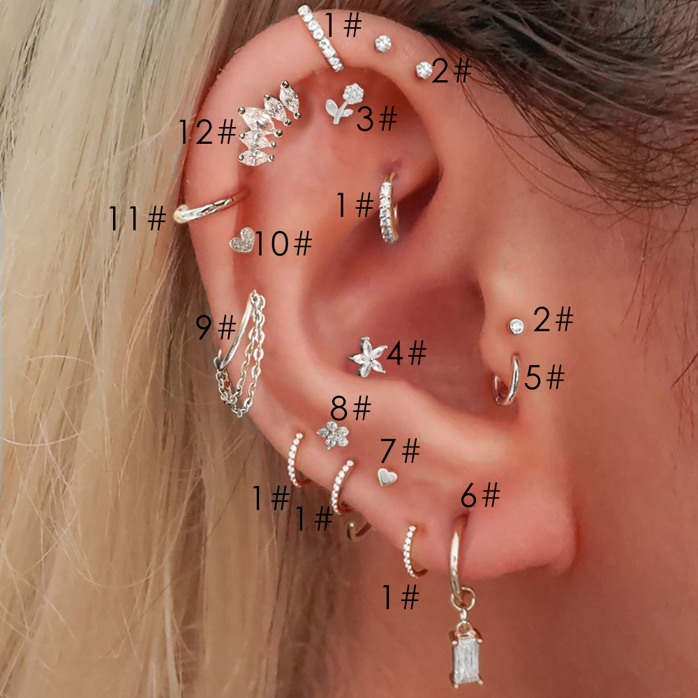 Pendientes Helix Daith para Piercing en la oreja para mujer, lóbulo del trago, segmento colgante orbital, anillo para tabique con cadena, joyería para cartílago: YELLOW / Color dorado