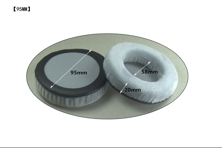 Allgemeine Grau Samt Schaum Ohr Pads Kissen 60 65 70 75 80 85 90 95 100 105 110 115 120MM für SONY für Sennheiser Kopfhörer: 95mm