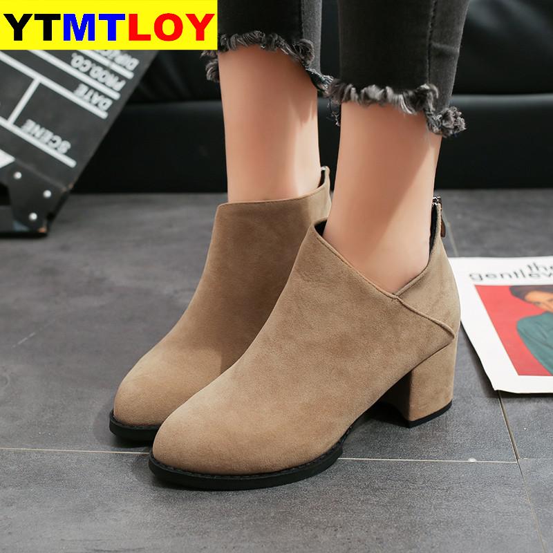 Vrouwen Mode Bruin Herfst & Winter Enkellaarsjes Lady Casual Straat Enkel Laarzen Vrouwelijke Koel Laarzen Botas Femininas